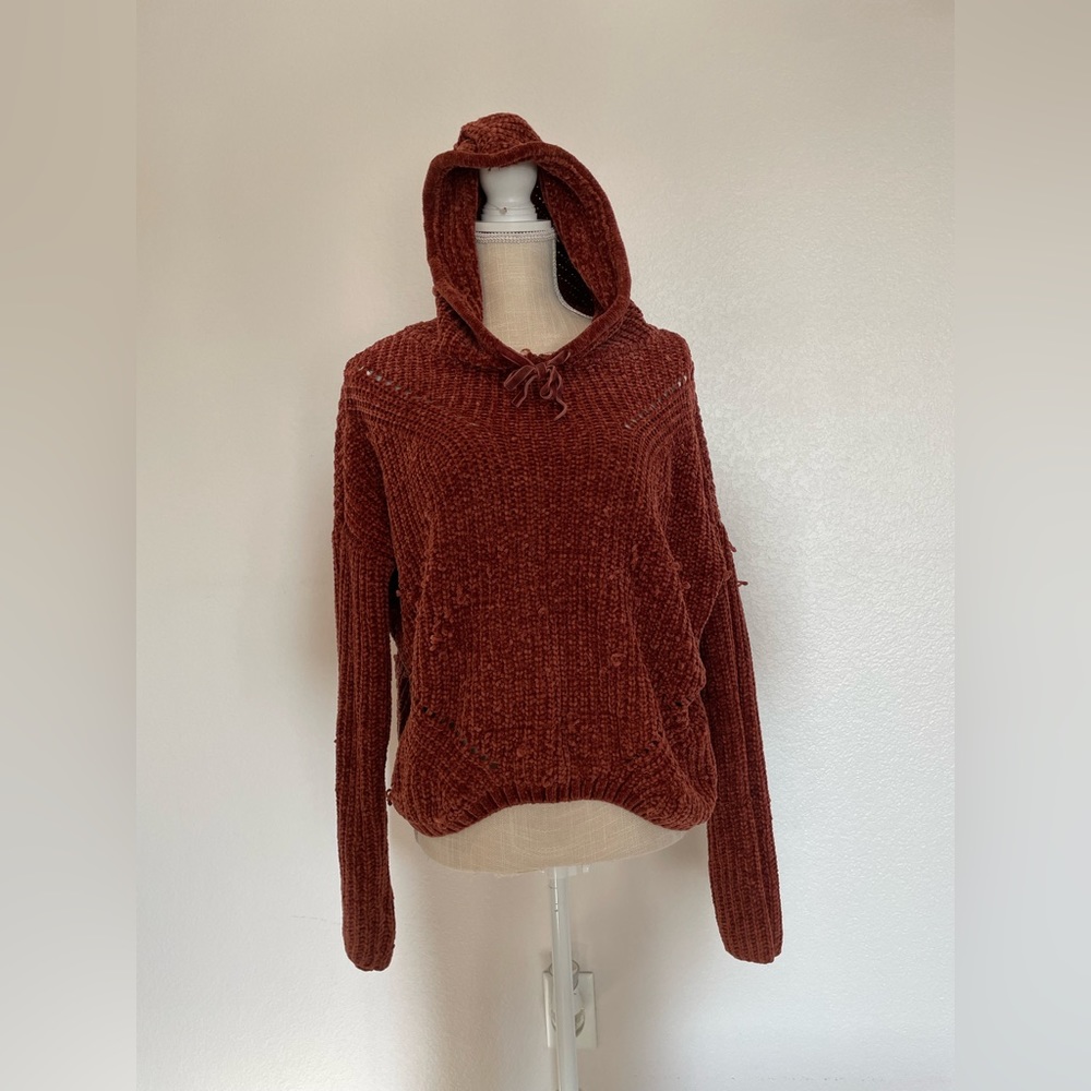 Burnt orange knit hoodie